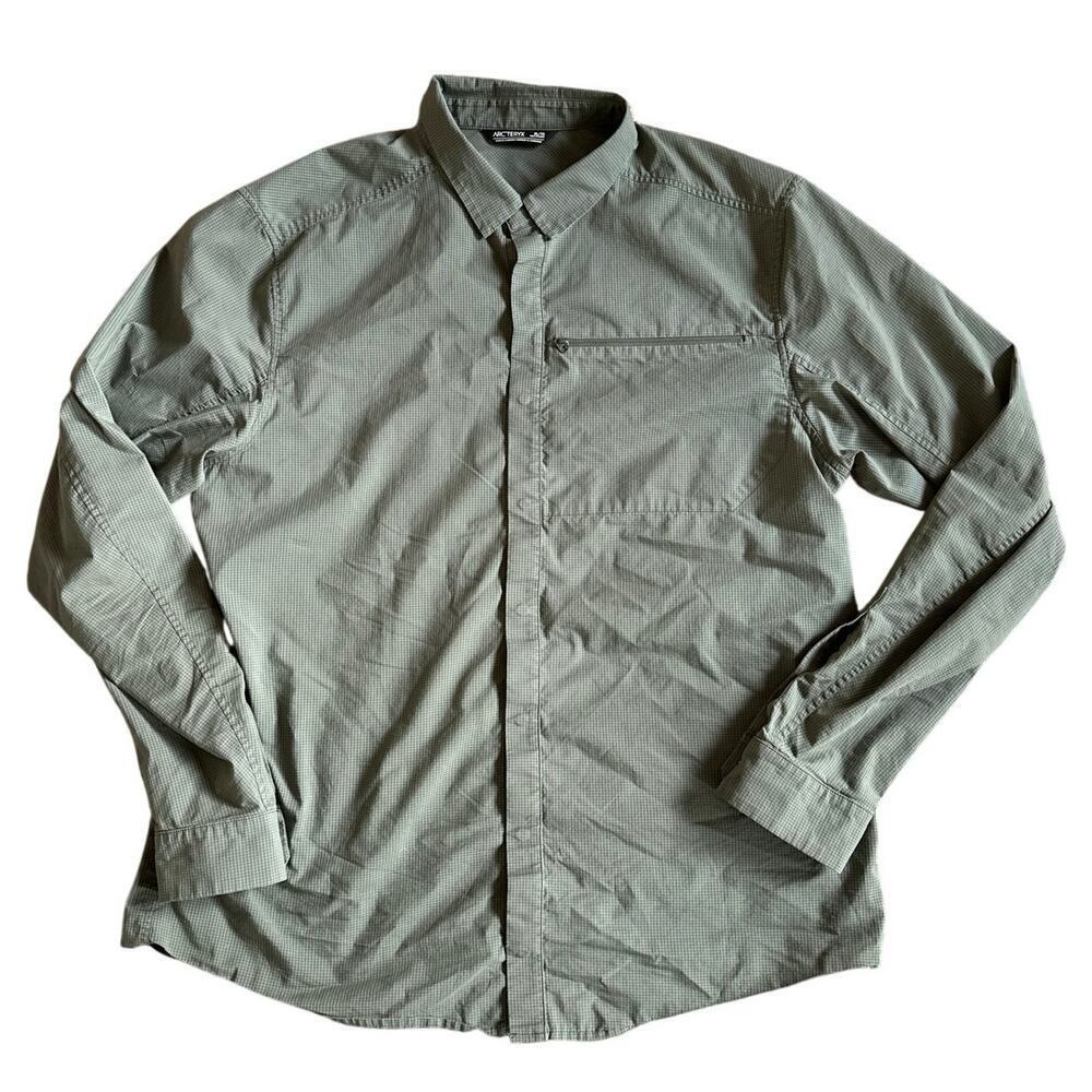 Men’s Arc’Teryx Kaslo Green Snap Long Sleeve  Outdoor Performance Shirt Size XL